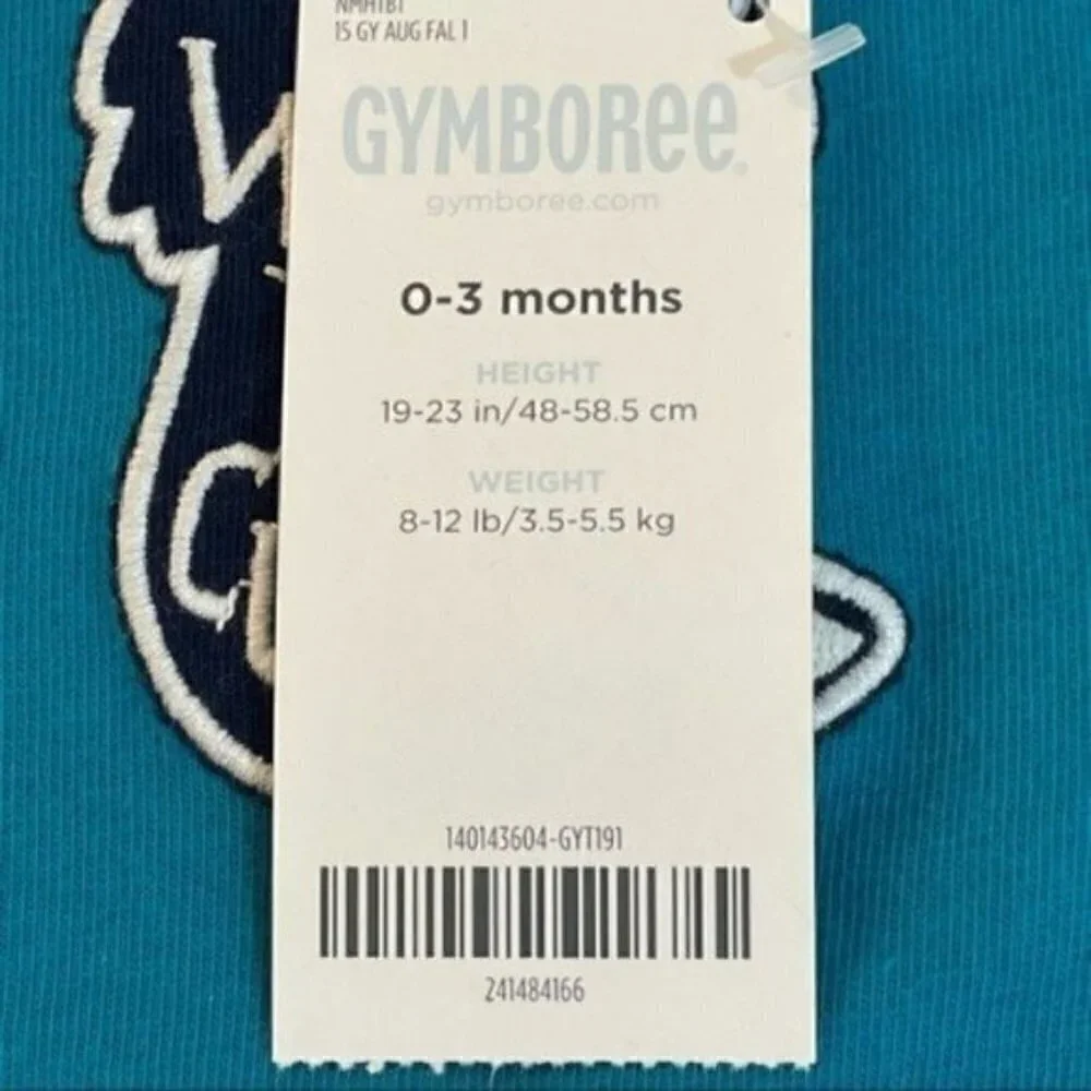 “ I’M WILD “ but Cute Fox short sleeve baby t-shirt Tee 0-3 months teal & blue